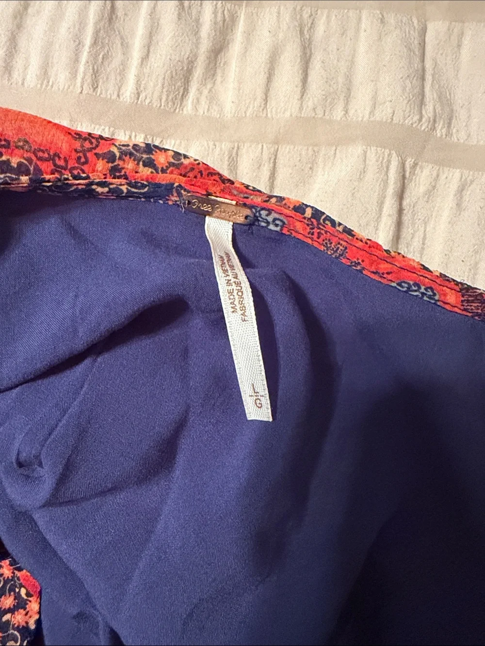 Free people teegan peach combo dress large